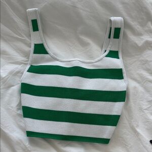 Artizia Babaton Green and White Striped Women's Top NWOT